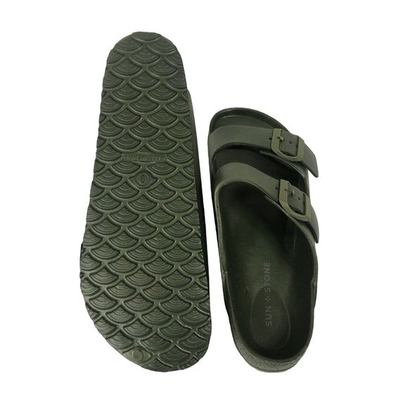 Sun + Stone Men's Jude Slip-On Sandals Slide Olive - Picture 8 of 9